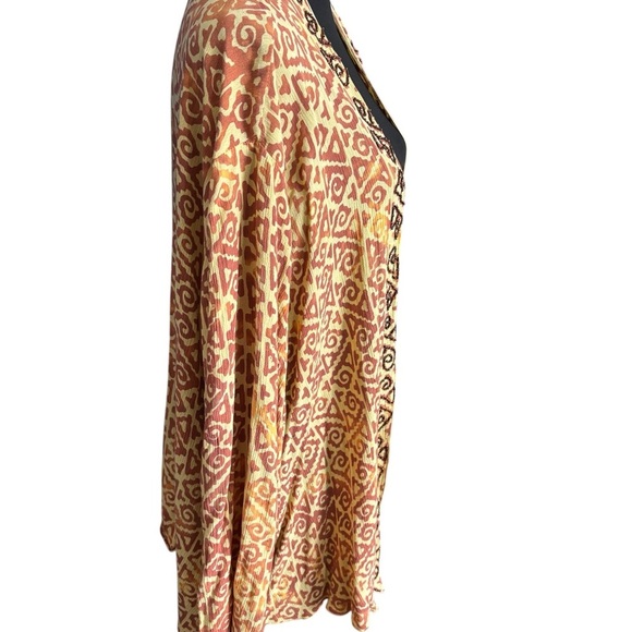 Soft Surroundings Open Front Kimono Cardigan Beaded Trim Crinkle Rayon Boho 3X - Picture 8 of 10